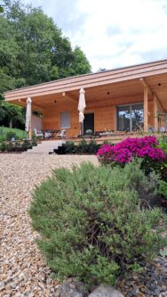 Modernes Holzhaus mit minimalem Einsatz von Kunststoffen
